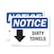 Signmission Dirty Towels (Down Arrow) Sign With Symbol, 5 in W x Rectangle, Vinyl Decal OS-2PACK-NS-D-35-L-11038 - alternate 1